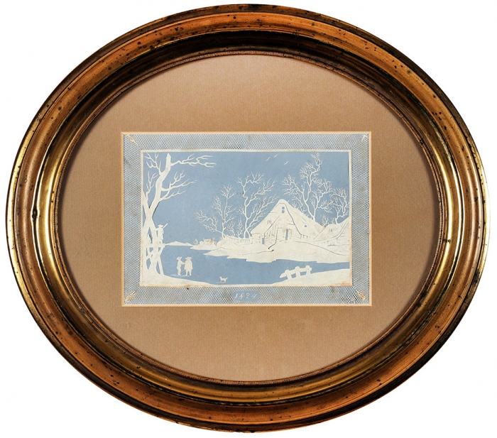 Неизвестный художник. Силуэт «Пейзаж». 1824. Бумага, аппликация, 12,5x18 см (в свету).