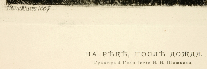 Шишкин Иван Иванович (1832–1898) «На реке после дождя». 1887. Бумага, офорт, 30,4x21,2 см (лист), 22x15,5 см (оттиск).