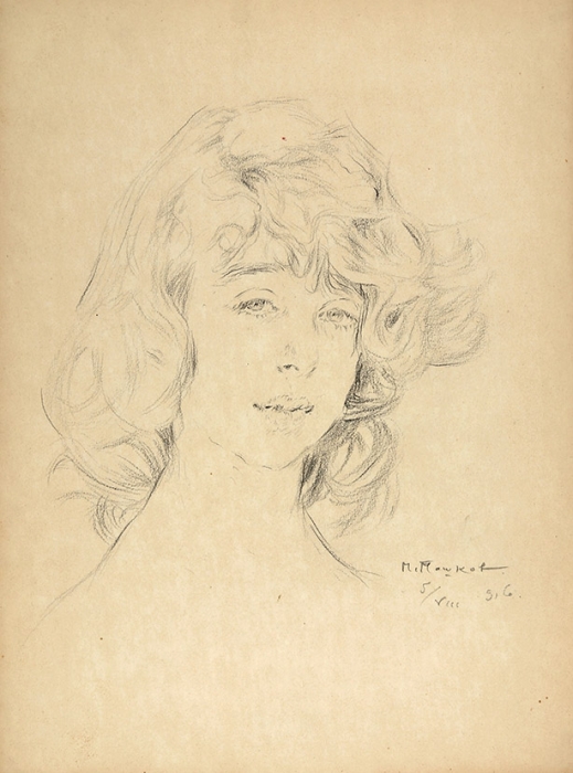 Пашков Павел Петрович (1872–1952) «Женский портрет». 1916. Бумага, графитный карандаш, 31,7x23,7 см.