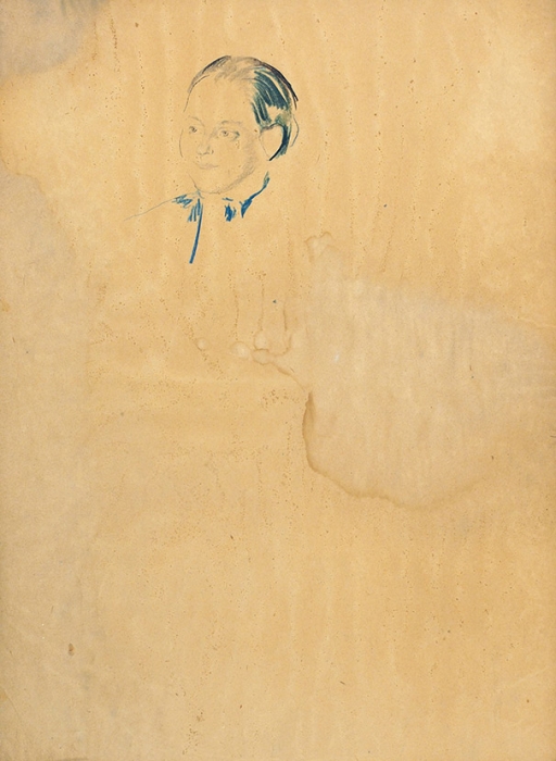 Малявин Филипп Андреевич (1869 — 1940) Набросок женского лица. Первая четверть ХХ века. Бумага, графитный и цветные карандаши, 45x33 см.