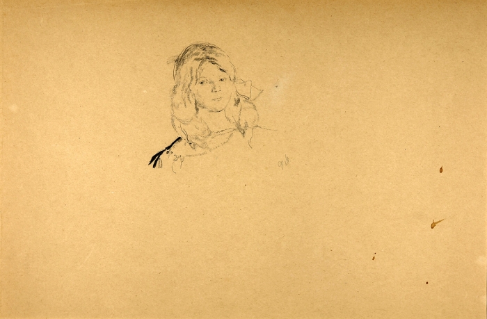 Малявин Филипп Андреевич (1869–1940) Набросок лица девочки. Первая четверть ХХ века. Бумага, графитный карандаш, 31,8x47 см.