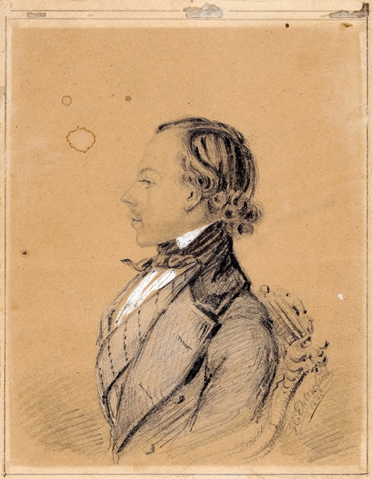 Элерс «Портрет молодого человека». 1845. Картон, графитный карандаш, белила, 14,5x11,2 см.