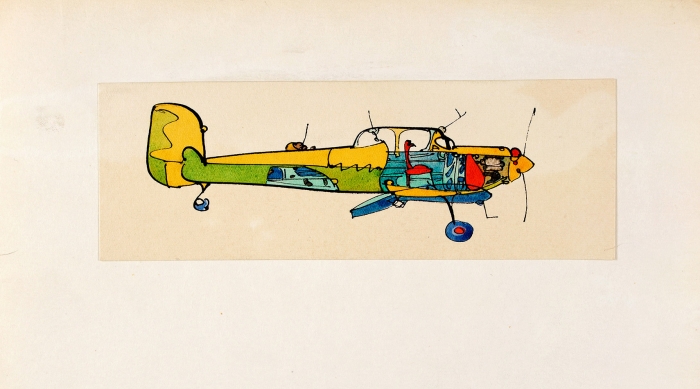Тамби Владимир Александрович (1906–1955) «Самолет». 1930-е. Бумага, тушь, перо, акварель, 5,4x15,5 см.
