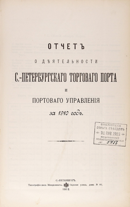 Отчеты о деятельности Санктпетербургского порта за 1909-1911 гг.