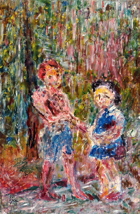 [Собрание наследников художника] Зейтман Исай Михайлович (1899–1996) «Дети в саду». 1967. Клеенка, масло,72x48 см.