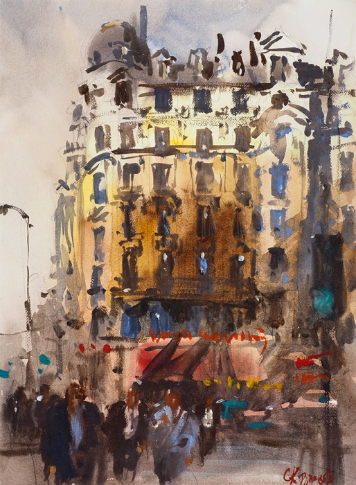 Сергей Кузнецов «Париж». 2020. Бумага, карандаш, акварель, 61x46 см.