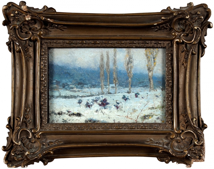 Ендогуров Иван Иванович (1861–1898) «Зимний пейзаж». 1897. Холст на картон, масло, 10,8x16,2 см.
