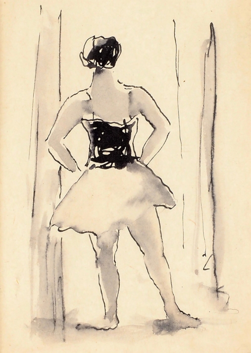 [Собрание М.П. Сокольникова] Даран Даниил Борисович (1894–1964) «Балерина». 1938. Бумага, тушь, перо, кисть, 11,5x8,5 см (в свету).