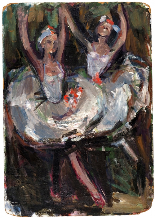 Кольцова-Бычкова Александра Григорьевна (1892–1985) «Балерины». 1930-е. Картон, масло, 49,5x35 см.