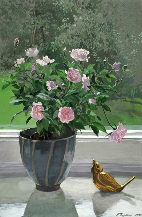 Лившиц Татьяна Исааковна (1925–2010) «Роза и соловей». 2000. Бумага, темпера, 48,5x32,5 см.