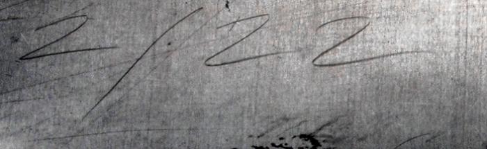 [Металлические лестницы] Аввакумов Юрий. Лестницы. Из серии «Баррикады». 1989-1993. Шелкография на металле. 54,4x76 см. Экземпляр № 2 из 22. Авторский оттиск с подписью художника.