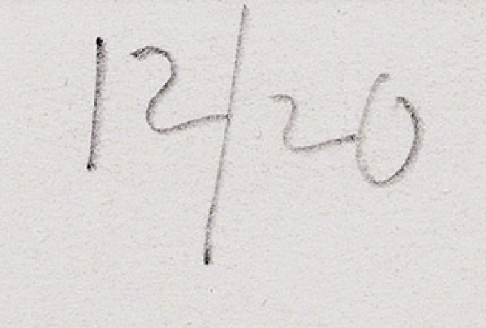 Салахова Айдан. Лежащая обнаженная. 1 мая 1994 года. Бумага, цветная шелкография, 56x76 см. Экземпляр № 12 из 20 с подписью художника.
