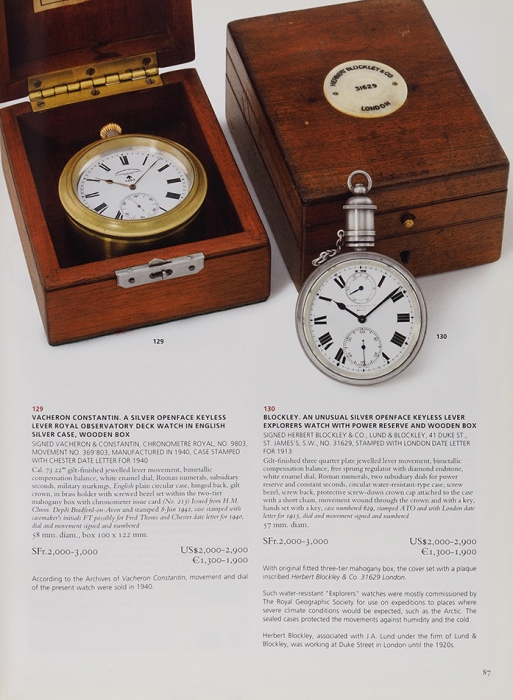 Christie’s. Коллекционные часы. Каталог, 16 ноября 2009 г. [Christie’s. Important Watches. На англ. яз.]. Лондон, 2009.