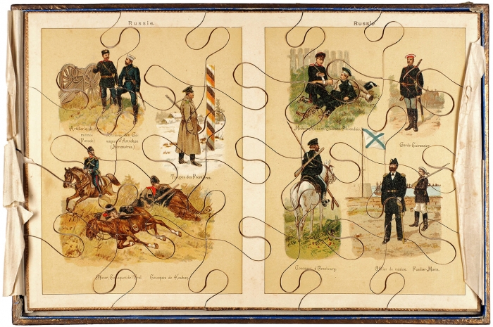 Детская игра-пазл «Русские и французские войска». Франция, середина, вторая половина XIX века.