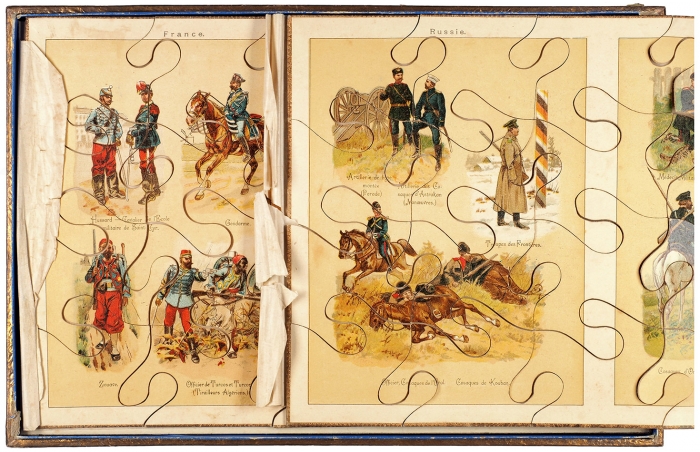 Детская игра-пазл «Русские и французские войска». Франция, середина, вторая половина XIX века.