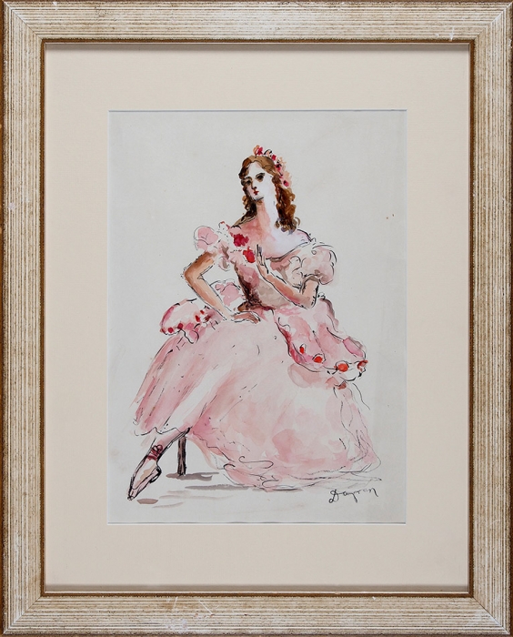 Даран Даниил Борисович (1894–1964) «Балерина». 1950-е. Бумага, тушь, палочка, акварель, белила, 41x30 см.