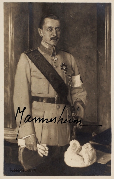 Фотооткрытка: портрет Карла Маннергейма с его автографом (?). Изд. Salon Strindberg, б.г.