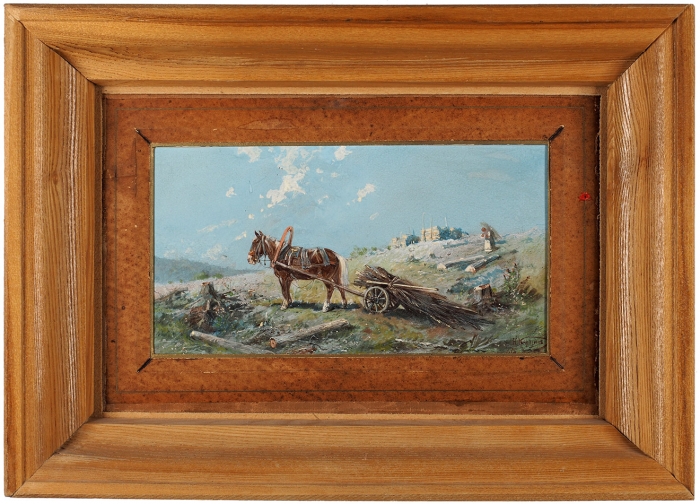 Каразин Николай Николаевич (1842–1908) «За хворостом». 1888. Картон, темпера, 12,5x23,5 см (в свету).