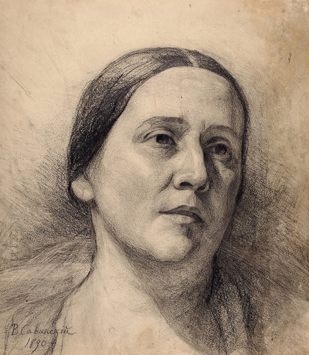 Савинский Василий Евменьевич (1859–1937) «Женский портрет». 1890. Бумага, графитный карандаш, 26x23 см.