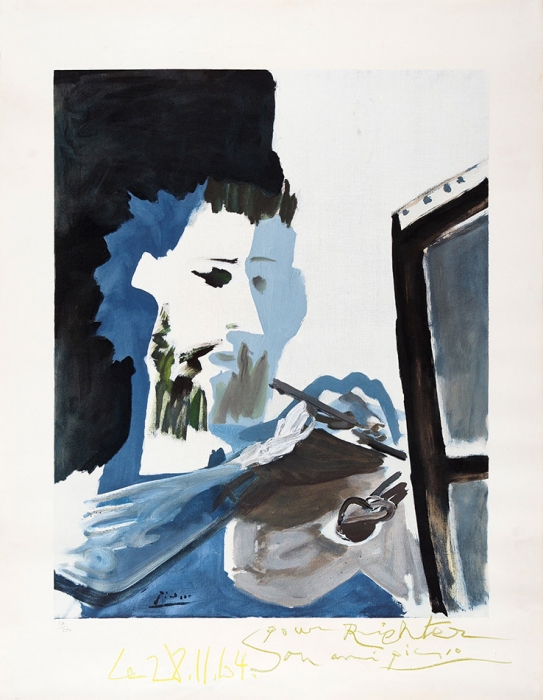 [Подарок автора С. Рихтеру] Пикассо Пабло (Pablo Picasso) (1881–1973) «Живописец». 1964. Бумага, печать, 100x74,5 см (лист).
