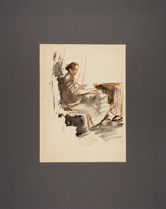 Рудаков Михаил Захарьевич (1914–1985) «Читающая женщина». 1960-е. Бумага, акварель, 29,7x21 см.