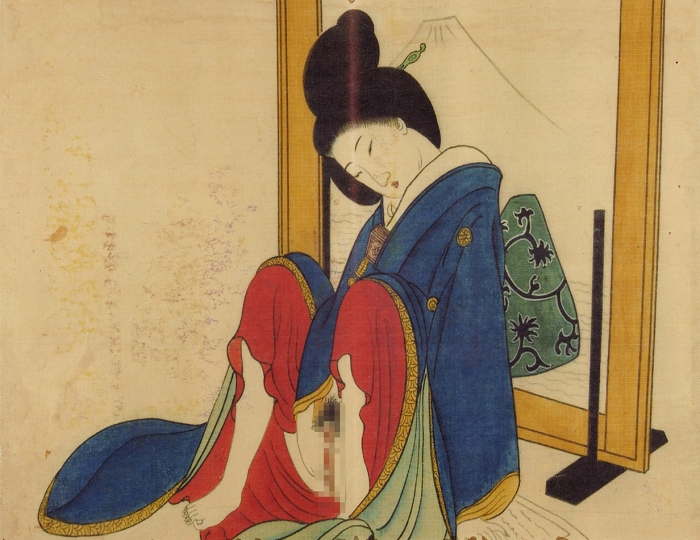 [Японская народная клубничка. 18+] Книга-картинка в жанре «сюнга» [эротическая сцена]. Япония, нач. ХХ в.