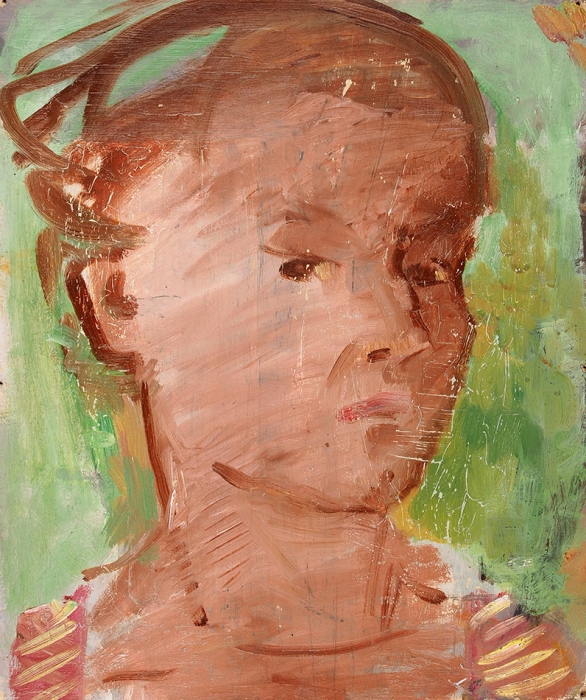 Кольцова-Бычкова Александра Григорьевна (1892–1985) «Автопортрет». 1928-1930. Дерево, масло, 30,6x27 см.