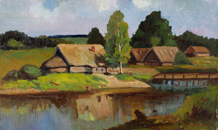 Лучишкин Сергей Алексеевич (1902–1989) «Сельский пейзаж». 1963. Холст, масло, 37x61 см.
