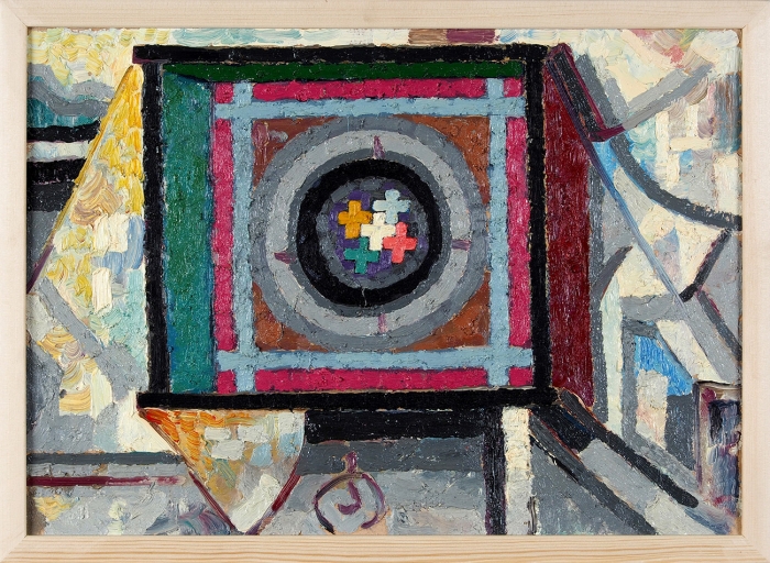 Гогуадзе Альберт Иосифович (род. 1935) «Абстрактная композиция». 1978. Картон, масло, 35,5x50,5 см.