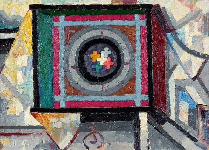 Гогуадзе Альберт Иосифович (род. 1935) «Абстрактная композиция». 1978. Картон, масло, 35,5x50,5 см.