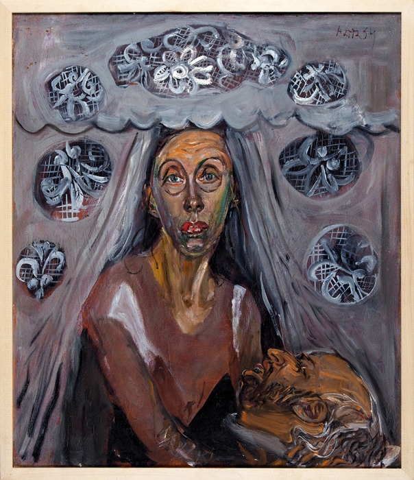Конышева Натта Ивановна (род. 1935) «Художница и галерейщик». 1994. Холст, масло, 70x60 см.