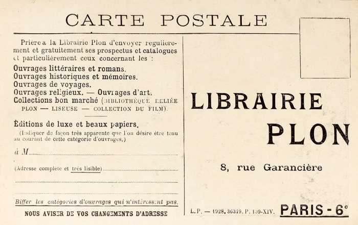 Рекламная открытка с фотопортретом Феликса Юсупова. Париж, 1928.