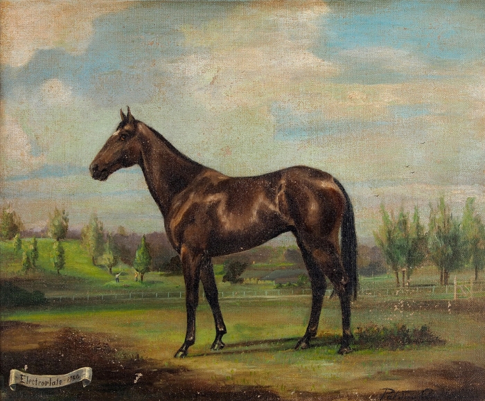 [Подарок модельера Ральфа Лорена] Неизвестный художник «Лошадь». 1950. Холст, масло, 45x55,5 см.