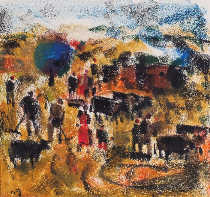 Мирзашвили Тенгиз Ревазович (1934–2008) «Грузинский пейзаж». 1970-е. Бумага, пастель, 27x30 см.
